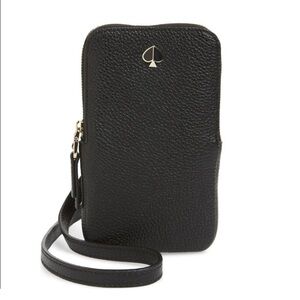 Vintage Kate Spade Black Pebbled Leather Phone Crossbody